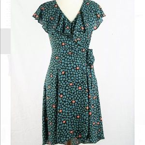 Anthropologie HD in Paris Green Floral Wrap Dress